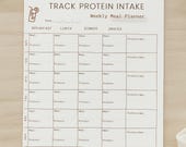 protein tracker, digital protein journal, food journal, weekly meal planner, weekly protein meal tracker, food tracker, cute food tracker