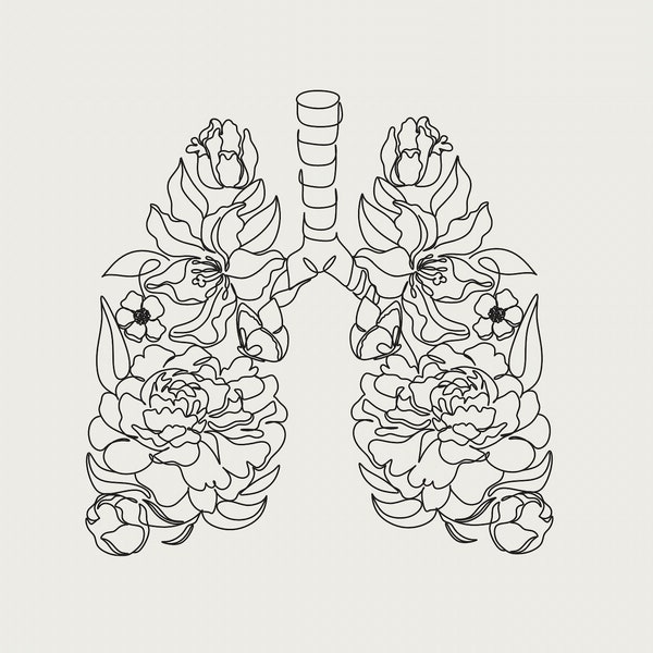 Floral lung digital art, medical wall art, medical art, anatomy art, digital download, nurse gift, art print, lung art, lung flowers