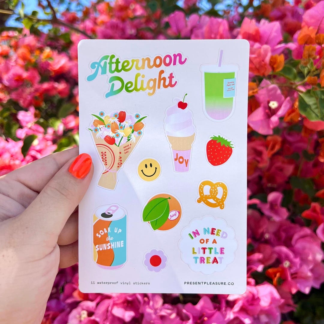 Afternoon Delight Sticker Sheet • Waterproof Vinyl Treats Decals - Etsy