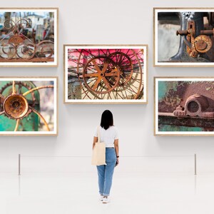 5 Digital Downloads, digital photography, printable, instant, rusty, treasure, antique, vintage, wheels, gate, Brunswick, sewing machine