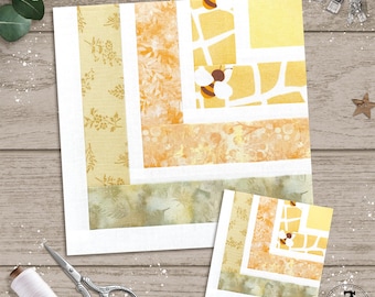 Variable Quarter Log Cabin in 8 sizes, 2" 3" 4" 5" 6" 7" 8" 10". FPP foundation paper piecing patterns.