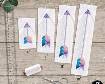 Arrows in 4 sizes, 4" 6" 8" 10". FPP foundation paper piecing patterns. PDF download.