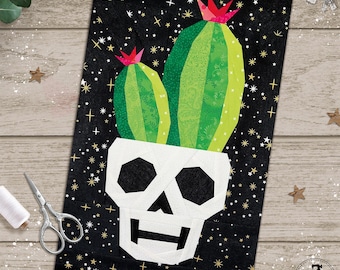 Cactus & Skulls: FPP Quilt Block Pattern (PDF Download).