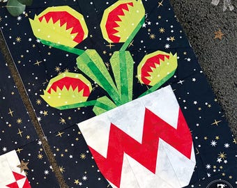 Venus Flytrap & Chevron Pot: FPP Quilt Block Pattern (PDF Download).