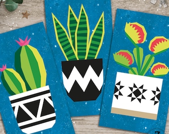 Succulent Pots: FPP Quilt Block Patterns, Set of 3 Plants and 5 Pots (PDF Download).