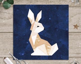 Easter Bunny Rabbit in 6 Sizes, 5" 6" 8" 10" 12" 14".  FPP Quilt Block Pattern.