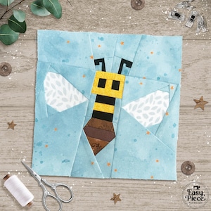 Bee in 3 sizes. FPP Foundation Paper Piecing Patterns.