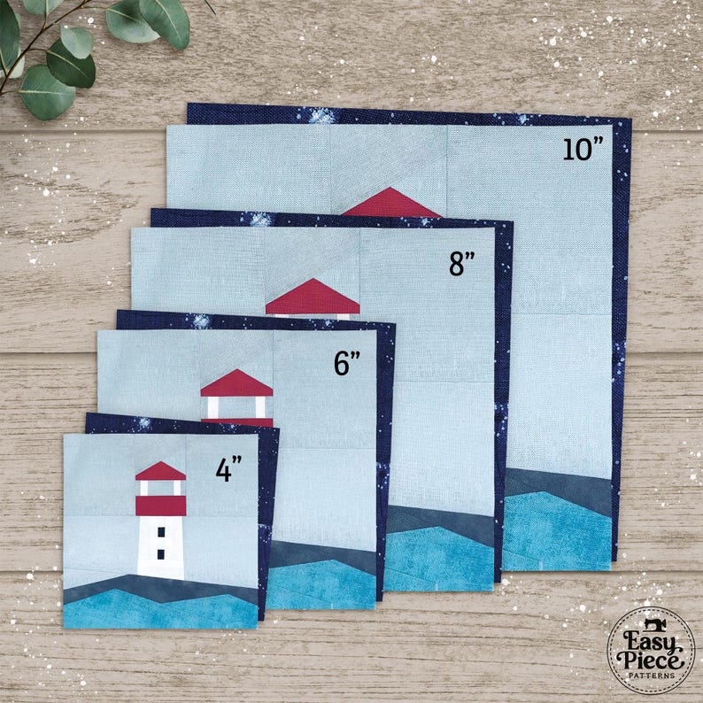 Kleine Leuchttürme in 4 Größen, 2 Designs, 10cm 20cm 26cm Schnittmuster für FPP Papiere. PDF-Download. Bild 9