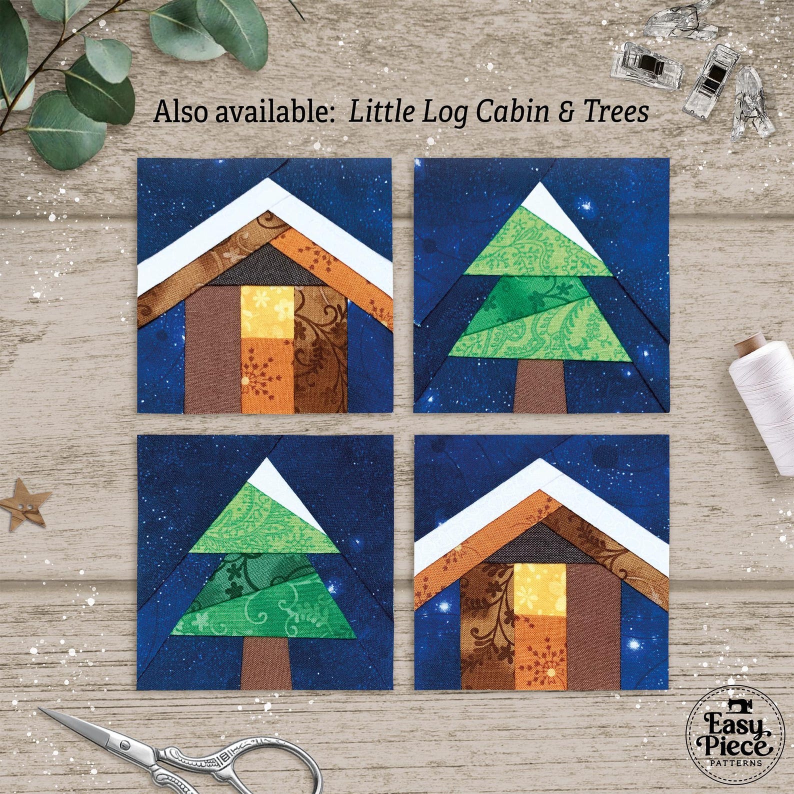 8 Christmas Forest Tiny FPP Blocks. 4” On-point FPP Foundation Paper ...