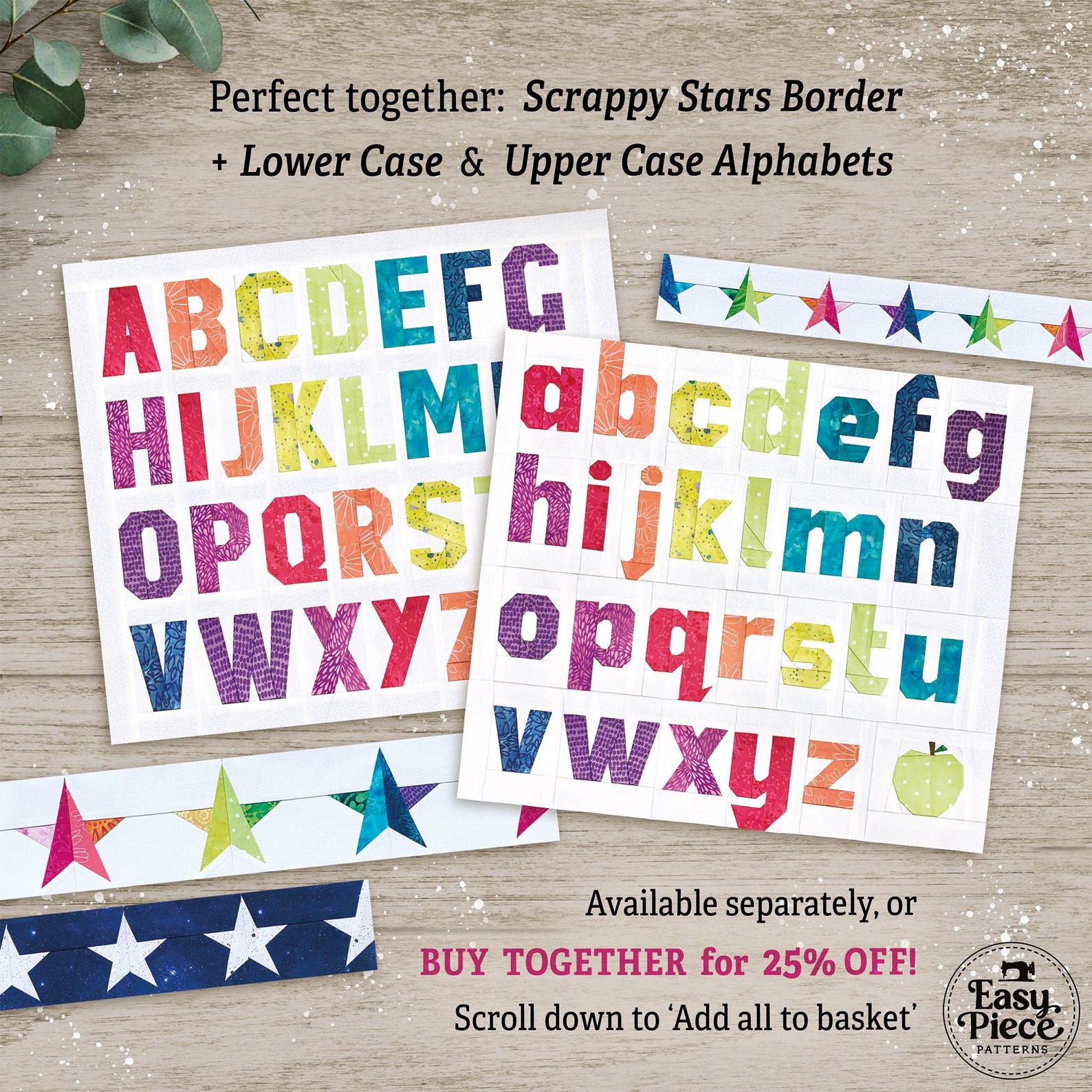 4-inch Uppercase Alphabet Quilt Block Patterns, Foundation Paper ...