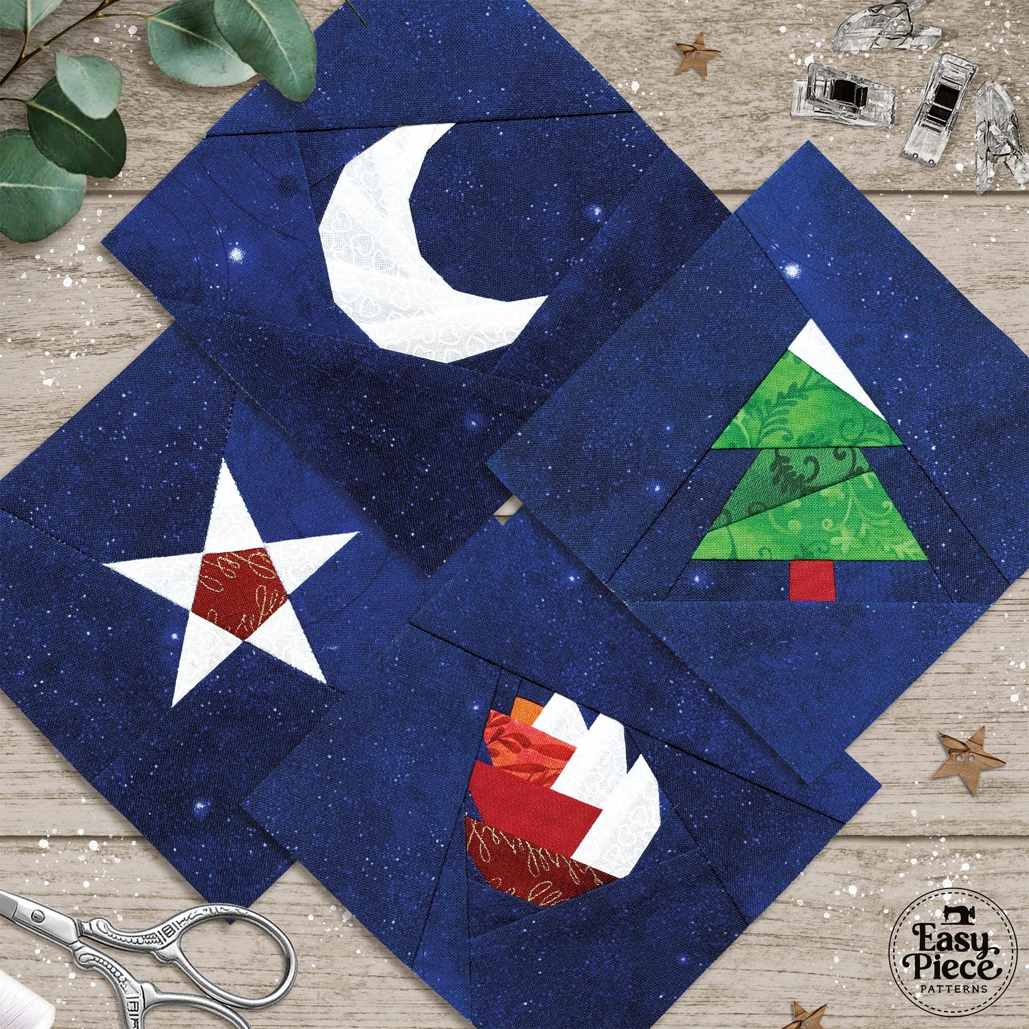 8 Christmas Forest Tiny FPP Blocks. 4” On-point FPP Foundation Paper ...