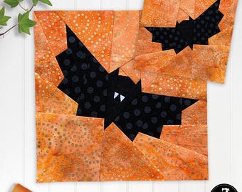 Batty Bat in 4 sizes, FPP Quilt Block Patterns for Halloween (PDF Download)