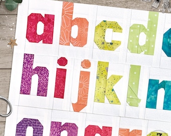 4-inch Alphabet, plus bonus Apple! Lower case FPP foundation paper piecing patterns. PDF download.