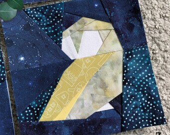 Scrappy Owl in 3 sizes, 6" 8" 10". FPP foundation paper piecing patterns. PDF download.