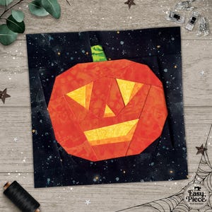 Pumpkin in 6 sizes, FPP Quilt Block Patterns for Halloween (PDF Download)