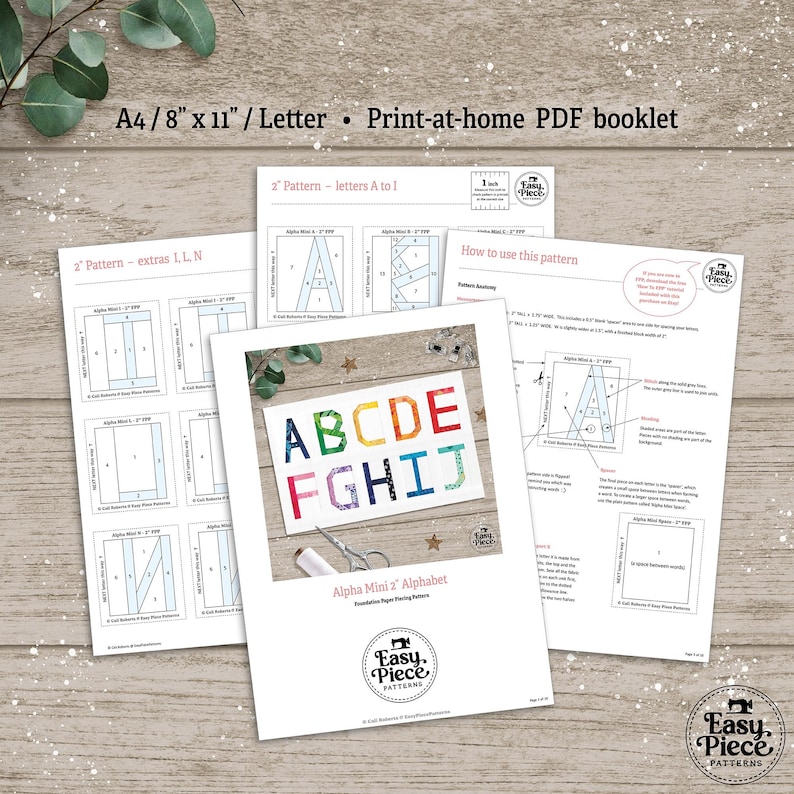 4 SIZES! – Uppercase Alphabet FPP Quilt Block Patterns in 2, 3, 4, 5 ...