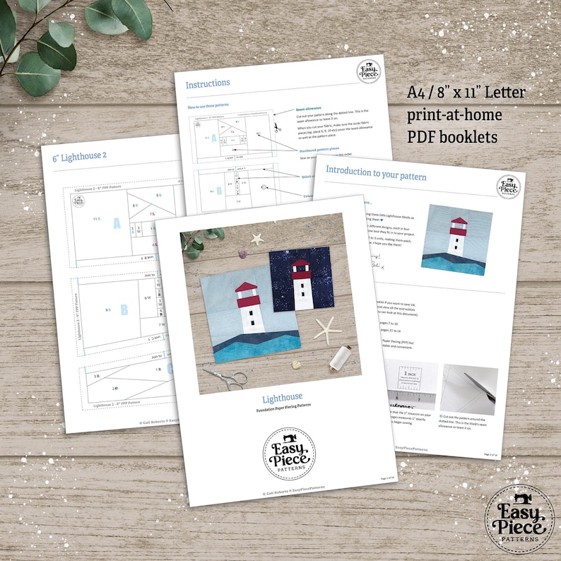 Kleine Leuchttürme in 4 Größen, 2 Designs, 10cm 20cm 26cm Schnittmuster für FPP Papiere. PDF-Download. Bild 4