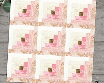 Log Cabin in 6 sizes, 3 variations, 3" 4" 5" 6" 8" 10". FPP foundation paper piecing patterns. PDF download.