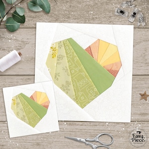 Sunrise Heart 6 misure 3" 4" 5" 6" 8" 10" Modelli di blocchi per trapunte per Foundation Paper Piecing Regali di San Valentino, regali per neonati, qualsiasi cosa!
