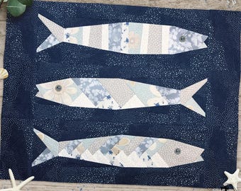 Scrappy Sardinen in 35 cm und 50 cm. Grundlage Papier Patchwork Quilt Block Patterns .