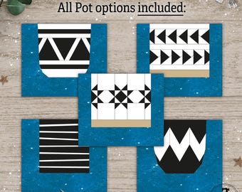 Graphic Pots: FPP Quilt Block Patterns, Set of 5 Pots only (PDF Download).