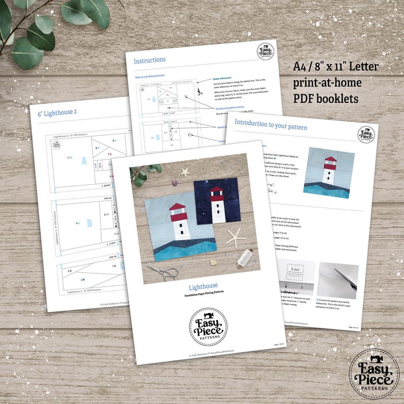 Kleine Leuchttürme in 4 Größen, 2 Designs, 10cm 20cm 26cm Schnittmuster für FPP Papiere. PDF-Download. Bild 10