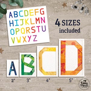 ¡4 TAMAÑOS! – Patrones de bloques de patchwork FPP con alfabeto en mayúsculas en tamaños de 2, 3, 4 y 5 pulgadas.