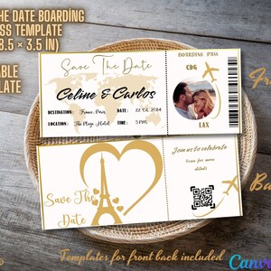 Boarding Pass Save The Date Destination Wedding Invitation Passport Wedding Invitation Printable Travel Theme Beach Template Download Canva