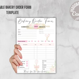 Editable Bakery Order Form Template, Customizable PDF for Cake, Cookie and Pastry Orders, Bakery Order Tracker Baking Business Template