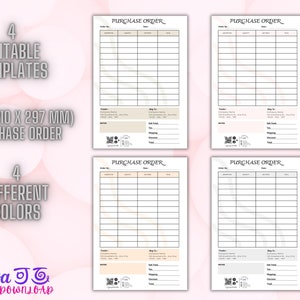 Purchase Order Template Purchase Order Form Editable Template Simple Minimalist Order Form Printable Digital Download Canva Template