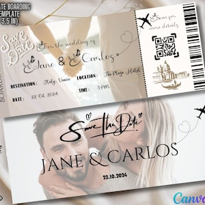 Boarding Pass Save The Date Destination Wedding Invitation Passport Wedding Invitation Printable Travel Theme Beach Template Download Canva