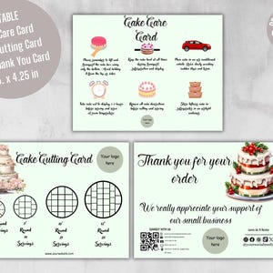 Kuchen schneiden Pflege Vorlage | Anleitung für Perfekte Scheiben Perfekte Kuchen Schneidanleitung | Tipps für saubere Scheiben bearbeitbare Dankeskartenvorlage