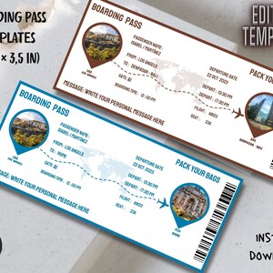 Editable Boarding Pass Template Personalized Airline Ticket Canva Boarding Pass Digital Download Surprise Trip Invite Airline Gifts