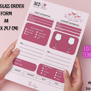 Wine Glass Order Form Editable Small Business Forms Craft Order Form Template Customize Order Form Printable Glass Order Forms Printable