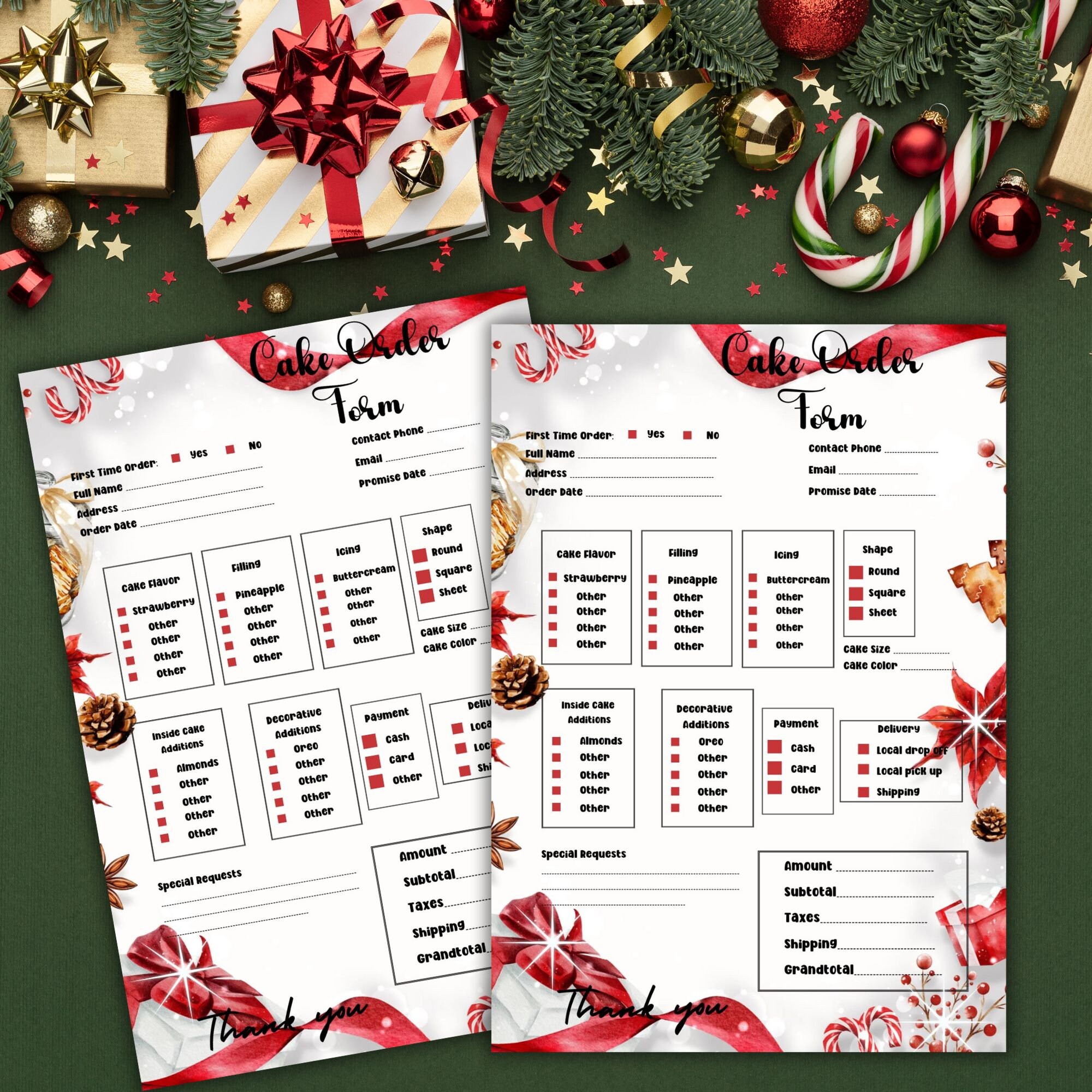 Editable Christmas Cake Order Form Template Cupcake Order Form Small