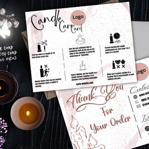 Editable Candle Care Card Template Thank You Card Minimalist Candle Care Guide Printable Care Instructions Card Candle Business Bundle