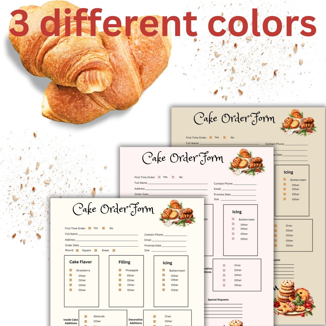 Editable Cake Order Form Bakery Order Form Printable Template Cupcake ...