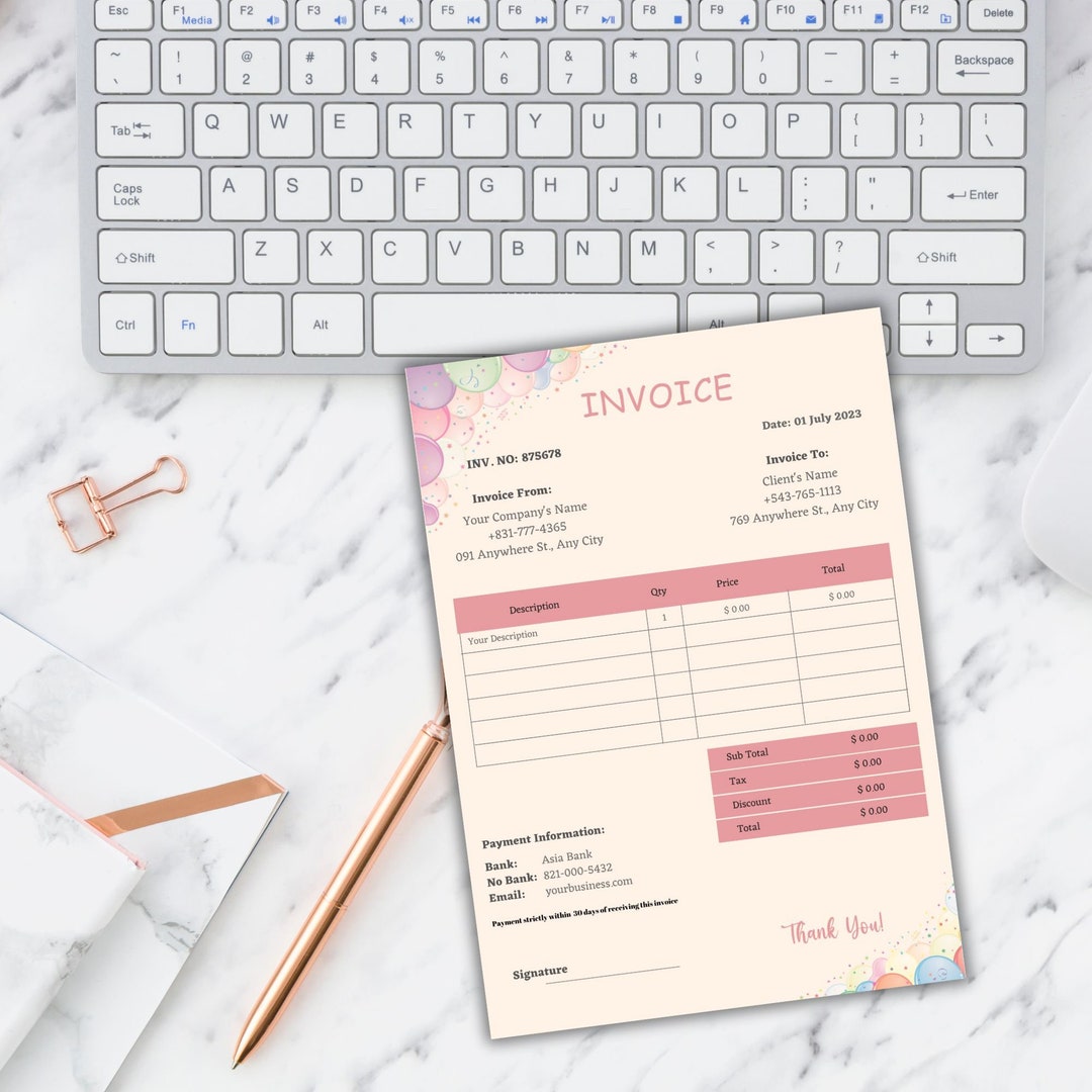 Balloon Invoice Template Receipt Template Business Template Etsy Balloon Invoice Template Receipt Template Business Template Etsy