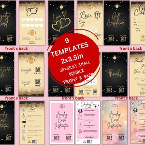 Jewelry Small Bundle Editable Jewelry Care Instructions Thank You Cards Jewelry Packaging Loyalty Card Gift Certificate Scan To Pay