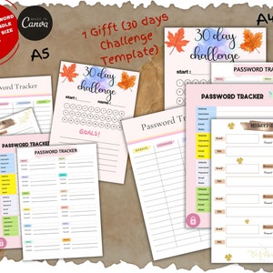 Password Tracker Template 3 And 30 Day Challenge Printable Account Security Information Template Digital Download Password Tracker Sheet
