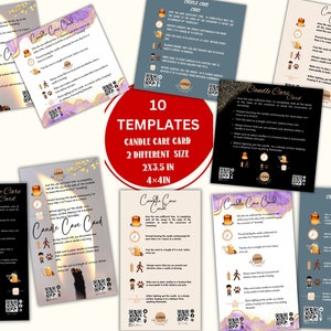 Carte d'entretien modifiable pour bougies de 2 tailles différentes Carte d'instructions pour l'entretien de votre bougie