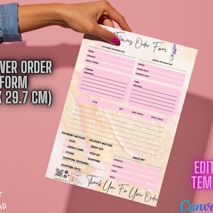 EDITABLE FLORIST ORDER Form Wedding Flowers Printable Flowers Order Form Template Florist Business Order Sheet Flower Arrangements Service