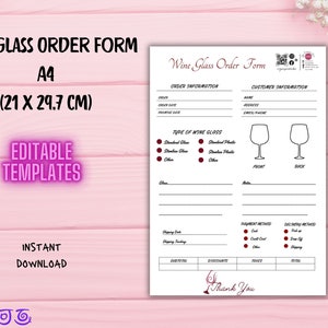 Wine Glass Order Form Editable Small Business Forms Craft Order Form Template Customize Order Form Printable Glass Order Forms Printable