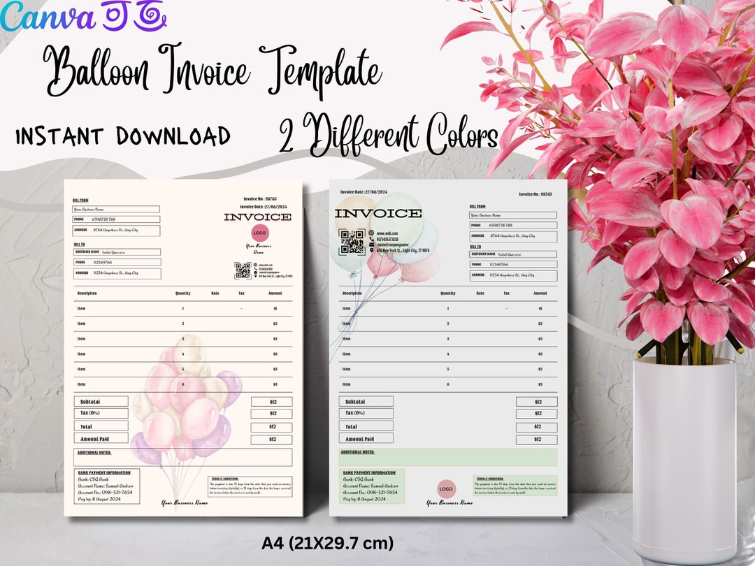Editable Balloon Invoice Template Balloon Business Forms Balloon