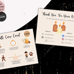 Printable Candle Instructions Candle Care Card Candle Thank You Card Candle Business Candle Care Guide