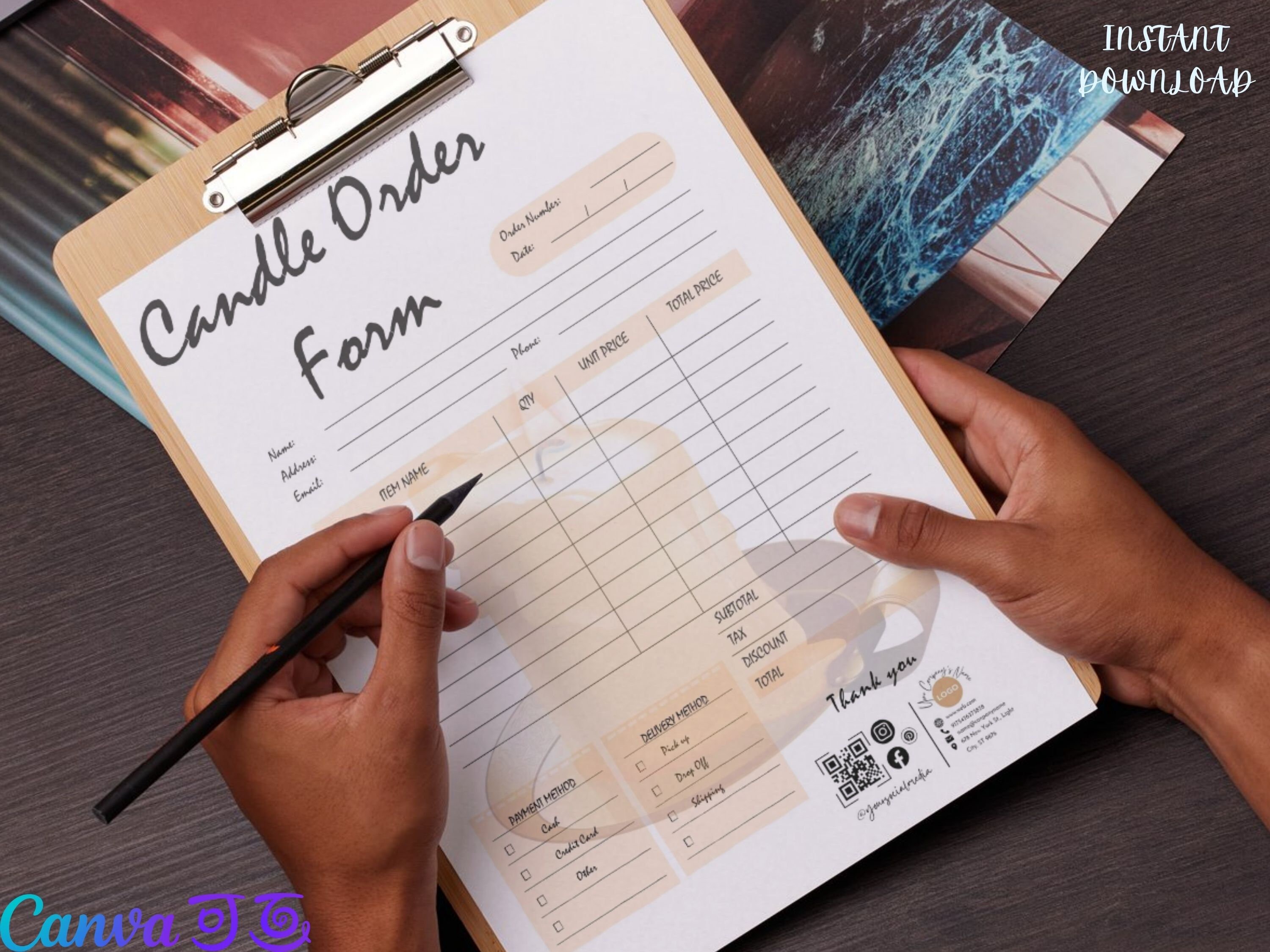 Editable Candle Order Form Canva Template Printable Candle Invoice ...