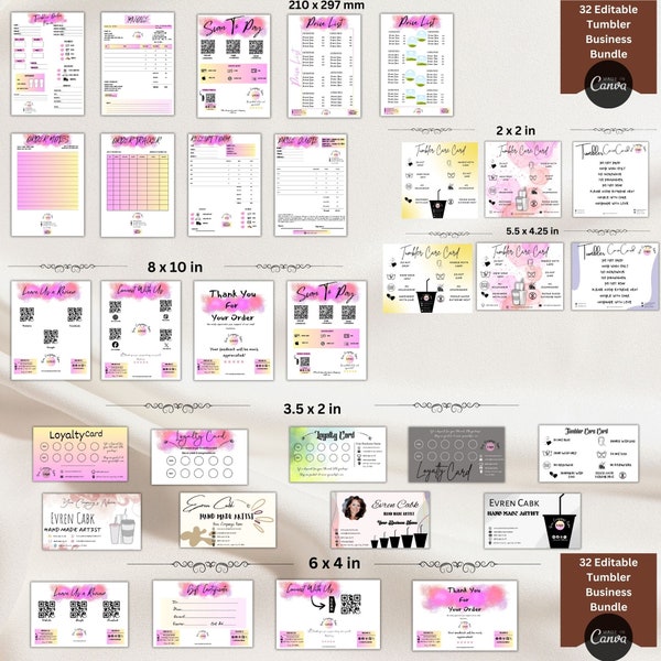 Tumbler Business Bundle Tumbler Order Form Tumbler Invoice Tumbler Price List Scan to Pay Tumbler Receipt Form Order Notes Order Tracker