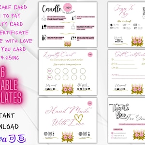 Candle Small Business Candle Care Instructions Loyalty Card Thank You Card Gift Certificate Candle Care Card Candle Packaging Insert Canva