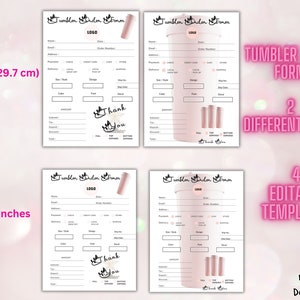 Modulo d'ordine per bicchiere modificabile Modulo d'ordine per tazza stampabile Bicchiere Business Moduli per piccole imprese Tracker vendita bicchiere Modulo bicchiere personalizzato Artigianato