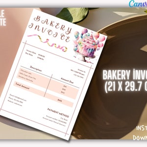 Bäcker Rechnung Hochzeits-Bäcker-Rechnung Bäcker-Rechnungsvorlage Canva Template Marketing-Vorlage Canva Business Template Quittungsvorlage